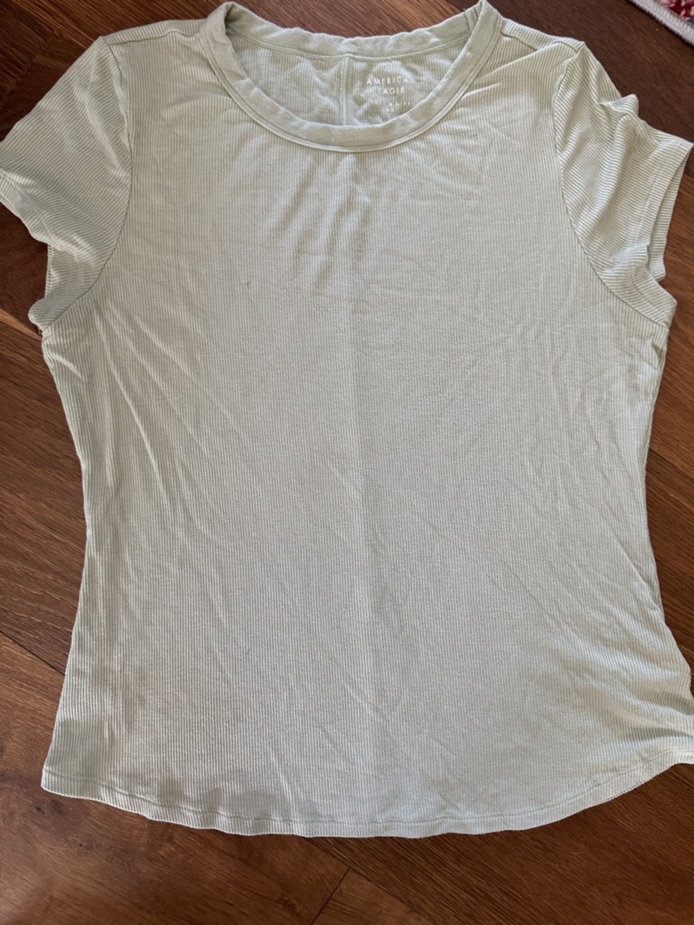 American Eagle Outfitters Sage Ribbed Short Sleeve Tee